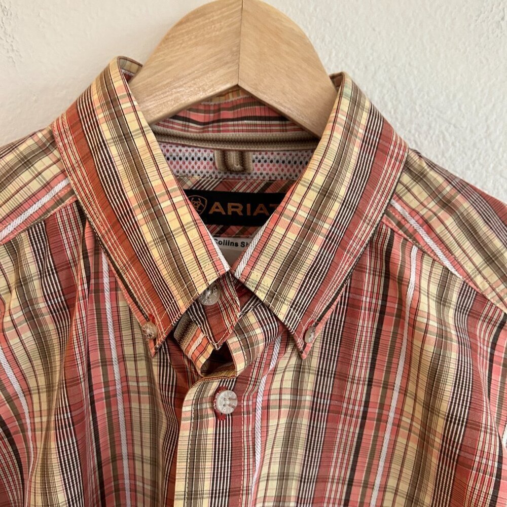 Ariat Collins Paid Button Down Shirt Long Sleeve Performance - Picture 2 of 8